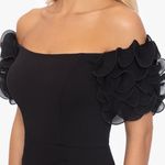 XScape  “Ashlyn” Long Scuba Crepe Off the Shoulder Wire Flower Gown Black Sz 10 Photo 9