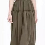 Banana Republic NWT  Tigers Eye Green Strappy Midi Dress Size 10 Spaghetti Strap Photo 0