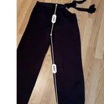 Women’s Silk Dress Pants Waisted Tie Side Wide Leg Work Pants Black Size Small Photo 1