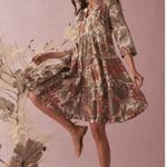 Cara Cara | Gibson Bird Paisley Ivory Multi Mini Dress | Sz XS/S Red Photo 0