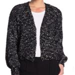 Ten Sixty Sherman  Tweed Crop Cardigan Sweater Black White MEDIUM Oversize Chunky Photo 5