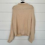 Moon River Women’s Large Puff Sleeve Textured Jacket Cream Cable Knit Cardigan Photo 3