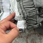 Denim Elastic High Waist Cuffed Shorts Black Large Photo 3