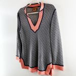 Tory Burch Colorblock Geometric Knit Tunic Sweater Top Blue Orange Small Photo 3