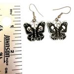 Goth Butterfly Skull Enamel Earrings Black Photo 6