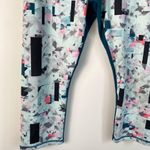 Under Armour Cropped Capri Leggings Heat Gear X-Large Teal Blue Green Print UA Photo 2