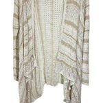 Lucky Brand Flowy Cream Draped Crochet Knit Cardigan Sweater Size Medium Photo 0