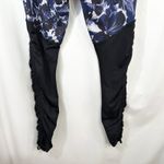 Fabletics  XL Leggings High Waisted‎ Blue Floral Print Black Contrast Ruched 1036 Photo 8