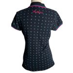 Hot Kiss  Short Sleeve Polo Shirt S Black Blue Embroidered Buttons Collared Photo 4