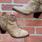 Bongo Alessandra tan faux suede fringe ankle booties Photo 0