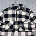 J Crew Plaid Quarter Zip Flannel Shirt Women Medium Black White Photo 1