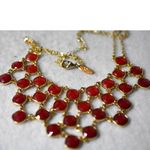 Vintage NY Acrylic Multi Strand Red Bubble Beaded Gold Tone 15" Boho Necklace Photo 3