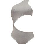 Beach Riot  Celine One Shoulder Cut-Out One Piece Swim, Silver, XS Photo 2