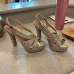 Pink and pepper  Gold Multi Texture Strappy Heels Pumps Photo 0