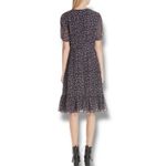 Altuzarra  Floral Print Ruffle Hem Dress Purple Gold Silk Crepe Sz FR 42 US‎ 10 Photo 3