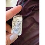 Calvin Klein Vintage Y2k  Burgundy Sheer Lace Trim V Neck Tank Top  Sz L Photo 3