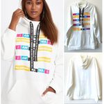 NWT! Dubgee I Am An American Pullover Hoodie Sweater White Size M Photo 2