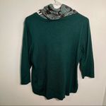 Notations  Crewneck Sweater Green Floral Scarf Attached Photo 6