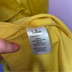 Lulus NEW Peak Party Vibe Mustard Yellow Satin Tiered Tie-Back Midi Dress Large Photo 4