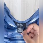 JUST POLLY Women’s Scrunched Sheer Gingham Cottagecore Crop Top Blue Size M Photo 3