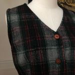 Vintage No Barriers Plaid Wool Fringe Crop Vest L Black Size L Photo 2
