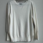 Chico's NWT Chico’s White Lightweight Knit Crochet Classic Sweater Size 0 Medium Crew Photo 0