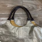 Neiman Marcus  Gold Crocodile Print Vintage Faux Leather Tote Bag Photo 1