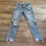 Frame  Le Orginal Jeans High Rise Distressed Button Fly Cascade Blue Rips Size 25 Photo 4