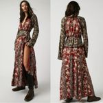 Free People  Tilda Maxi Wrap Dress Neutral Small Western Bohemian Witchy Photo 4