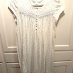 Eileen West Women's White Floral Print Nightgown Short Sleeve Ruffle Trim Size M Size M Photo 0