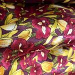 Vintage Red Iris Flower & Yellow Floral Print Silk Neck Scarf Photo 6