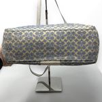 Coach  Blue White Leather Monogram Signature Stripe Tote Photo 5