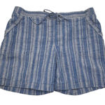 Talbots  Size 12 Linen Blend Shorts Drawstring Waist Blue Casual Coastal Preppy Photo 0
