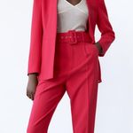 ZARA INVERTED LAPEL LONG BLAZER Shoulder Pads Welt Pockets Metal Hook Closure Photo 7