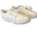 Adidas  Sleek White Court Sneakers All Leather Women’s 7- fit more like 8 Photo 3