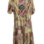 Angie  Yellow Floral Wrap Dress Large New Photo 0