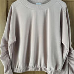 Evereve Mariana Sleek Pullover Crewneck Ruffle Sleeve Blush Pink Women’s Medium Photo 0
