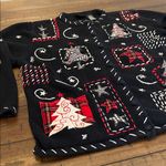 Erika  Black & Red Patterned Woman’s Holiday Sweater Size M Photo 3