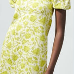 ZARA  yellow floral puff sleeve mini dress‎ square neck Photo 0