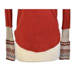 Free People  Thermal Ski Lodge Top Orange Waffle Knit Crochet Cuffs Size Sz SP Photo 4