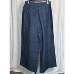 H by Halston  Blue 100% Linen Wide Leg Pants Women’s Size 10 Navy - NEW! Photo 2