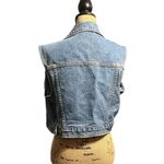 Limited Jeans  Blue Denim Sleeveless Vest Cropped Length with Pockets Photo 2