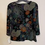 Notations  Sparkle Stretch Shirt Blouse Floral Print Quarter Length Sleeve Size S Photo 3
