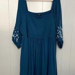 Torrid Legion Blue Floral Smocked Mini Crinkle Gauze Blouson Sleeve Dress 4X Photo 2