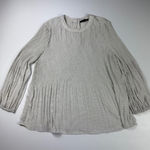 Adrianna Papell  Polka Dot Blouse Long Sleeve Pleated Top Womens Size M‎ Photo 0