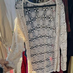 None Vintage Elegant Crochet Lace Top sweater cardigan  - Cream Photo 0