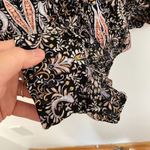 Lush Clothing LUSH Black Multi Paisley Floral Short Sleeve Boho Surplice / Faux Wrap Romper L Photo 5