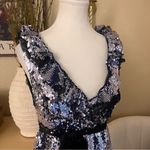 FREE PEOPLE NWT Siren Sequin Mini Open Back Dress Velvet‎ Belt Size 2 Cocktail Black Photo 3