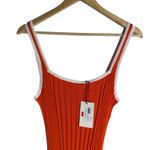 Solid & Striped Kimberly Flame Orange Ribbed Side Snap Sleeveless Midi Dress L Photo 5