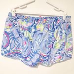 Lilly Pulitzer  Womens XL Blue Purple Floral Elastic Waist Drawstring Shorts Photo 3